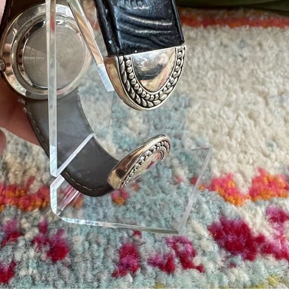 Saddle River Women's Tooled Leather & Silver Cuff Watch - Picture 3 of 7